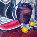 Still Life with Watermelon, Acrylic, 24h x 30w