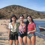 Three Sisters in Greece 1981, Acrylic, 24h x 30w