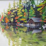 Boathouse Refection 2, Oil, 22h x 28w