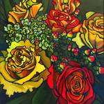 Rose Mania Green, Acrylic, 36h x 30w