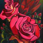 Fuchsia Roses, Acrylic, 28h x 22w